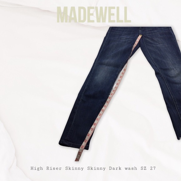 MADEWELL| High Riser Skinny Skinny Dark wash SZ 27 - Picture 8 of 9
